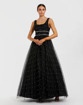 Black Pearl Embellished Tulle Sleeveless Ballgown