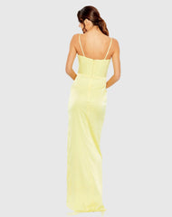 Yellow Bustier Side Ruched Bodycon Gown