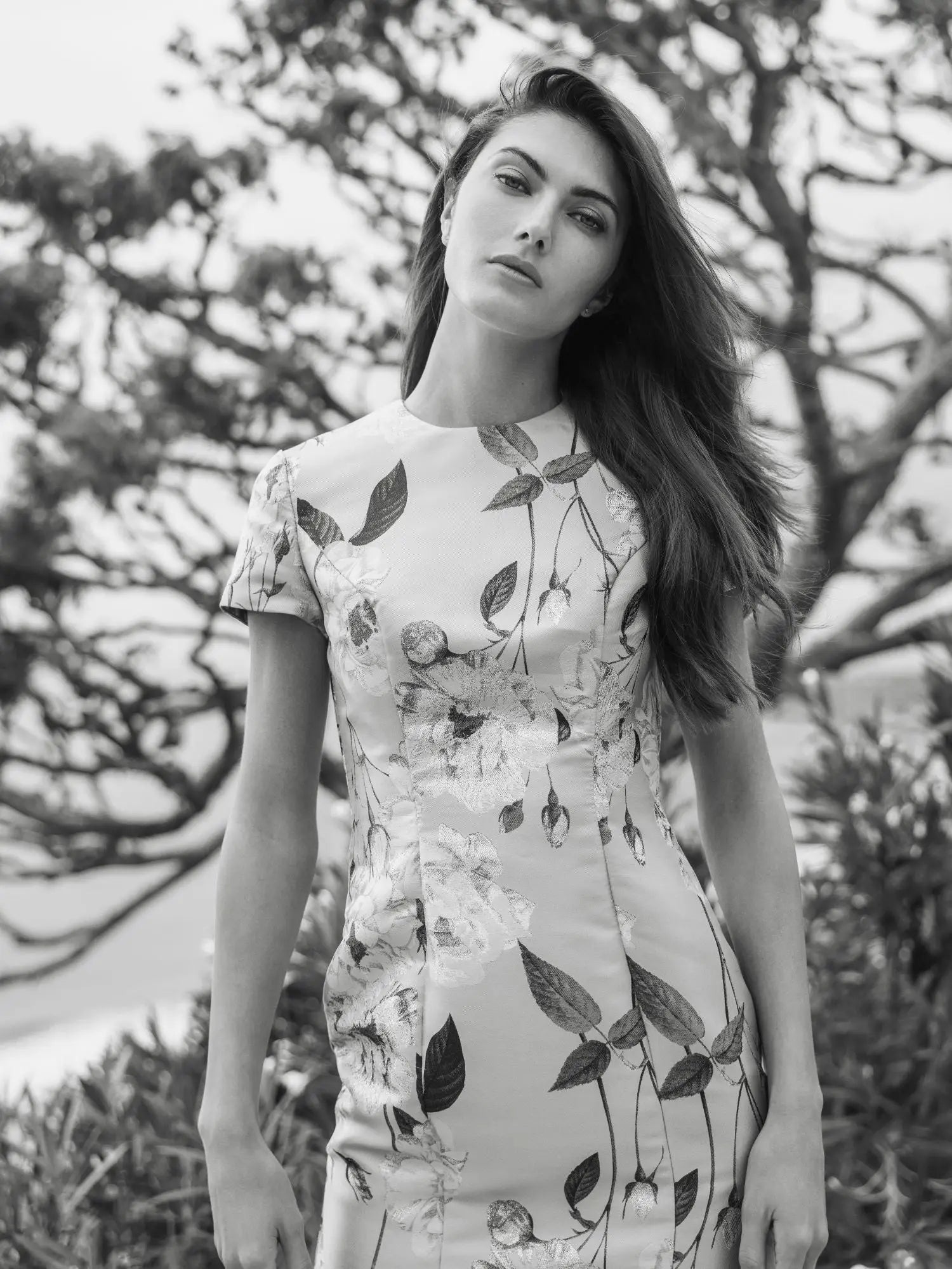 Blue Cap Sleeve Fitted Floral Mini Dress