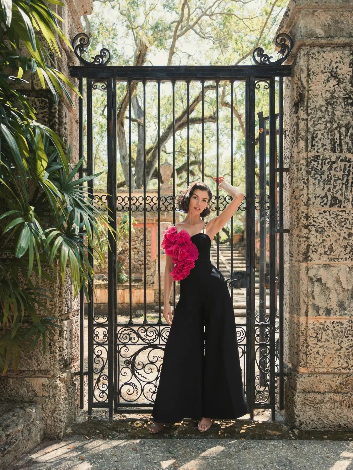 Black Oversized Ruffle Wide Leg Jumpsuit