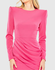 Pink Long Sleeve Mini Dress with Shoulder Pads